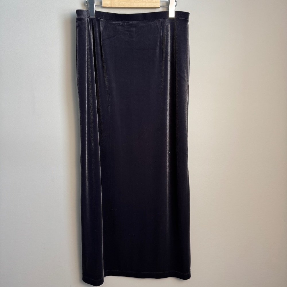 Jones New York Sport‎ Velvet Pull-On Maxi Skirt Black Women's Petite Large Goth